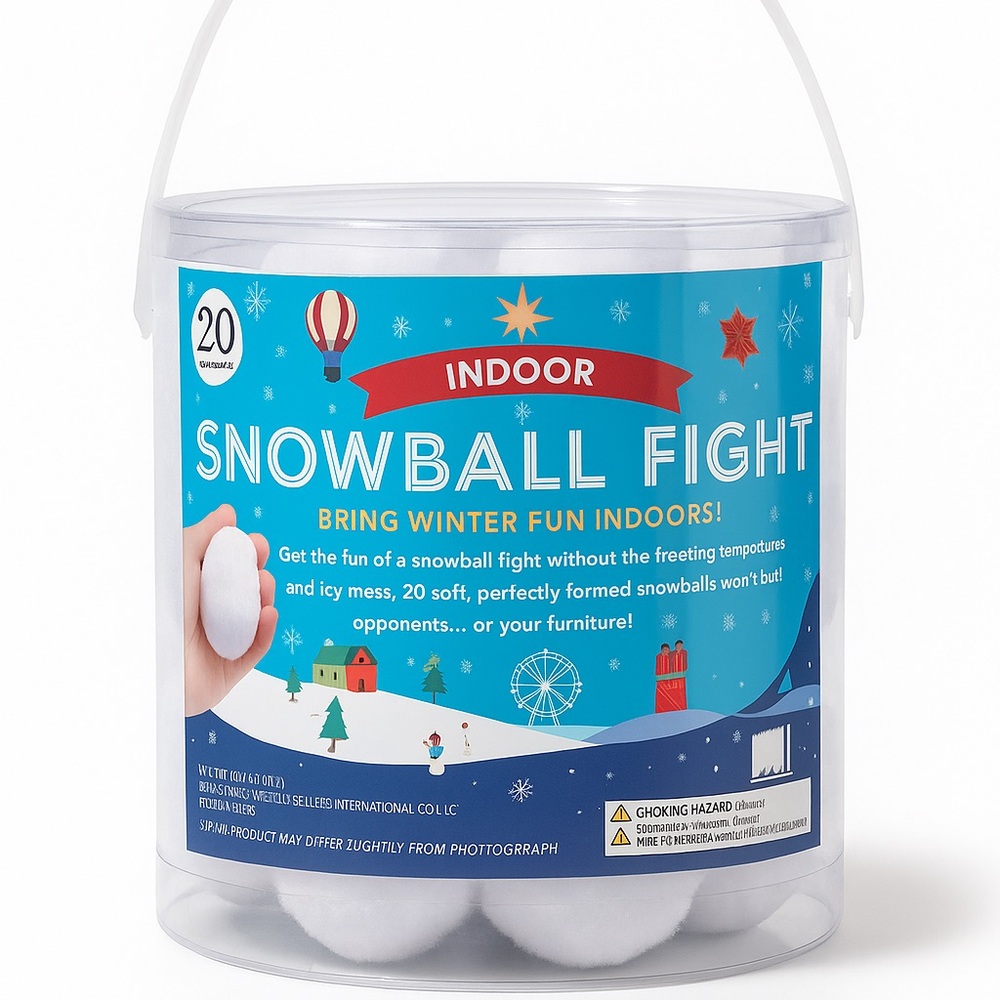 Indoor Snowball Fight Set - 20 White Snowballs